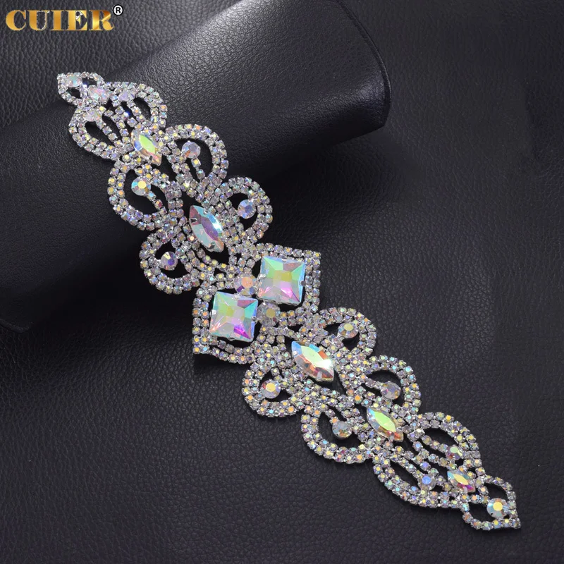 2pcs/lot Sew On Rhinestone Belt Patches Appliques For Wedding Dress