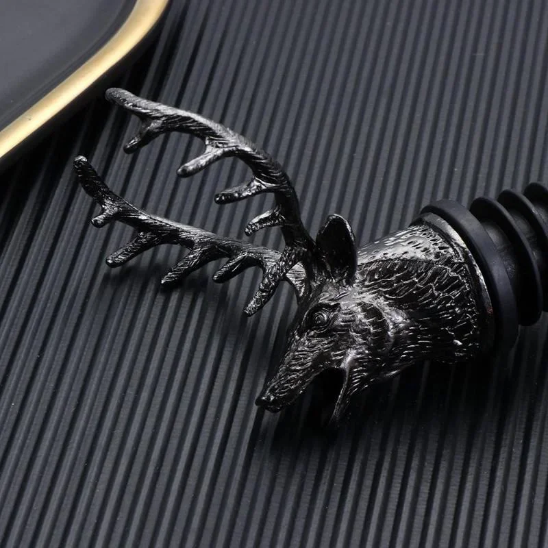 Stainless Steel Red Wine Stopper Champagne Bottle Deer Head Beverage Cork Vacuum Seal Wedding Kitchen Tools Bar Decor Accessory wine accessories wine bottle stoppers