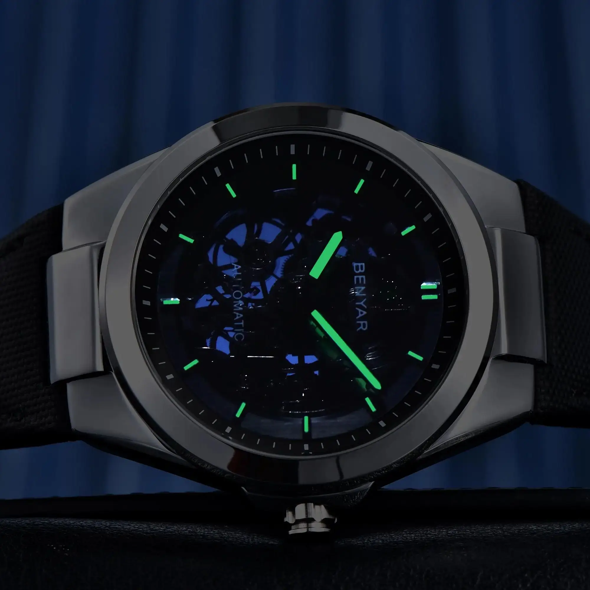 Benyar Skeleton Automatic mechanical wristwatch Fashion Classic Watch Alloy daily waterproof watch BY5207 Hombre reloj