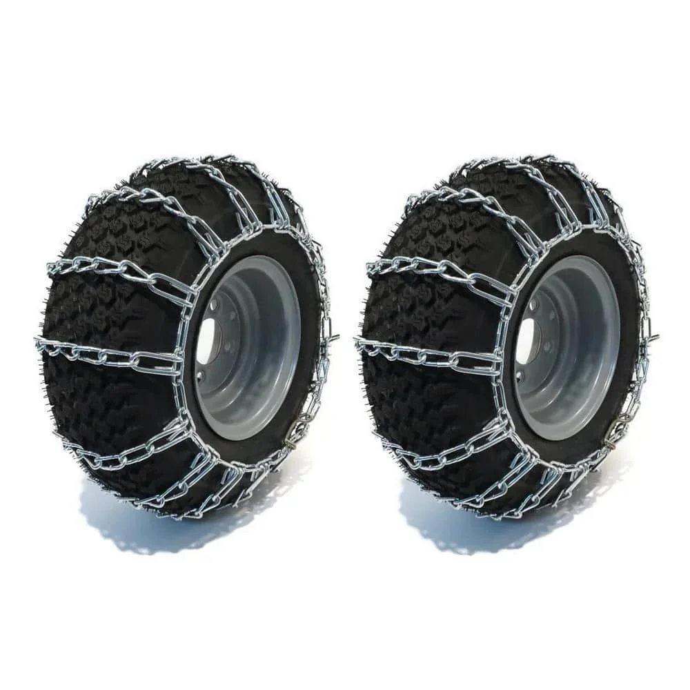 US 20x10x8, 20x10x10 in. 2-Link Tire Chains Replace Peerless 1062756, Zinc Plated Chains, Set of 2