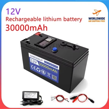 Batteria 12V 30000mAh Ricaricabile agli Ioni di Litio per Auto Giocattolo Elettriche, Strisce LED, Alimentazione Esterna, Power Bank