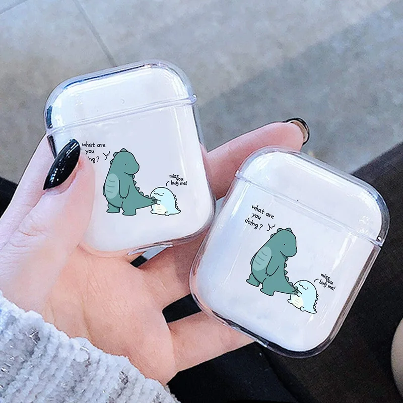Cute Dinosaur Couple Hug Me for Apple Airpods Earphone Case
