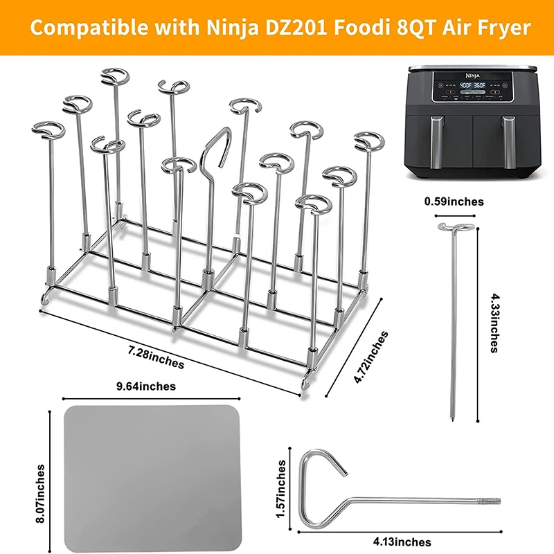 1pc Air Fryer Square Roast Grills Dehydration Racks Skewer Stand