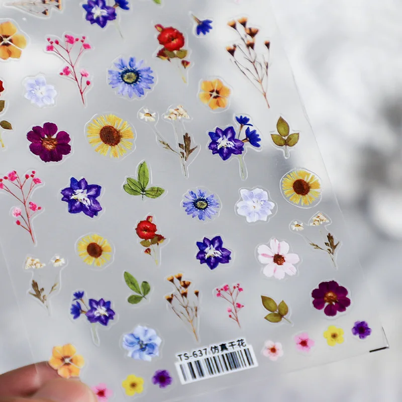 Nail Stickers Sunflower Spring Flowers Daisy 3D Nail Art Decoration 1pc