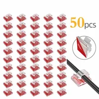 10/20/50PCS CABLE Organizer คลิปการจัดการสายเคเบิล Wire Manager ผู้ถือสายไฟ USB ชาร์จข้อมูลสาย Bobbin Winder ติดผนัง 1