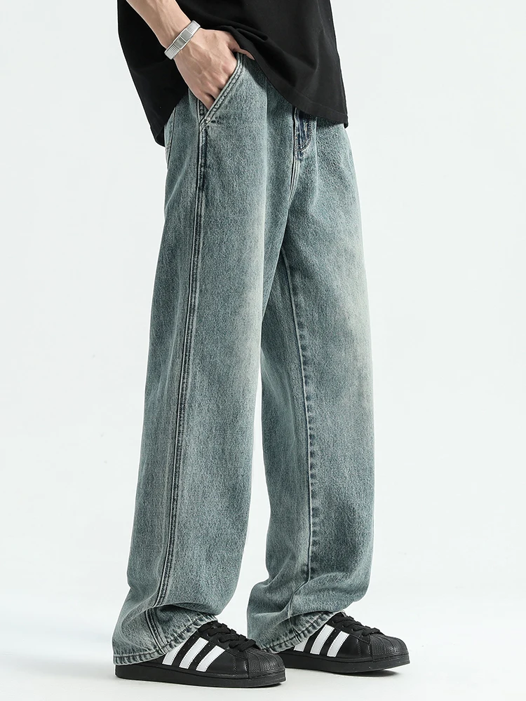 90% Cotton Jeans Men's 2024 New Fashion Retro High Street Pants Loose Casual Soft Male Brand Clothing Denim Trousers 3