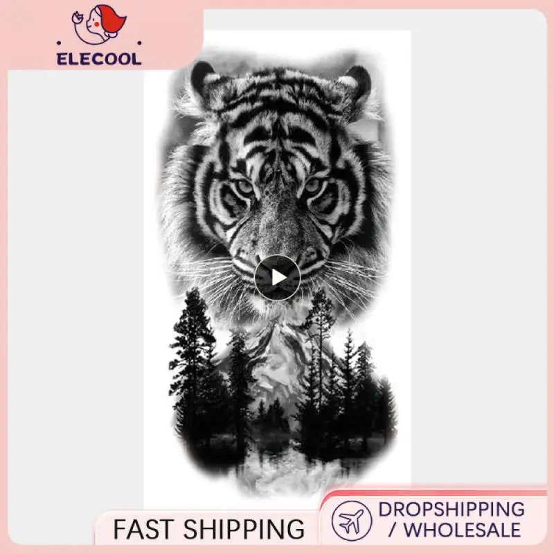 

1PCS Waterproof Temporary Tattoo Sticker Forest Lion Tiger Bear Flash Tattoos Women Leopard Wolf Crown Body Art Arm Fake Tatoo