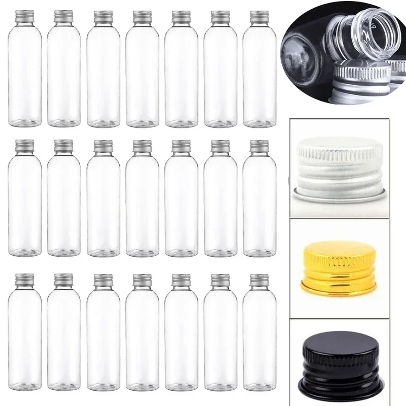 10Pcs 5ml-250ML Mini Plastic Bottle With  Aluminum Screw Lids Portable Sample Vials Travel Cosmetic Containers for Lotion Water