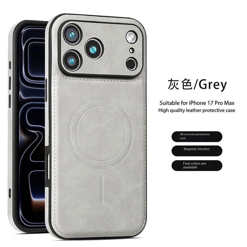 Luxury PU Leather Magnetic Phone Case with Wireless Charging & Shockproof Cover