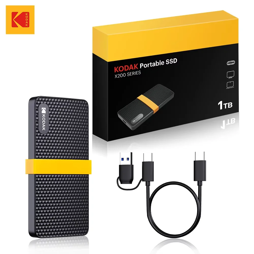 코닥 외장 하드 드라이브 1TB 휴대용 SSD 하드 디스크 512GB 고속 외장 솔리드 스테이트 드라이브 노트북 PC용 모바일 하드 드라이브