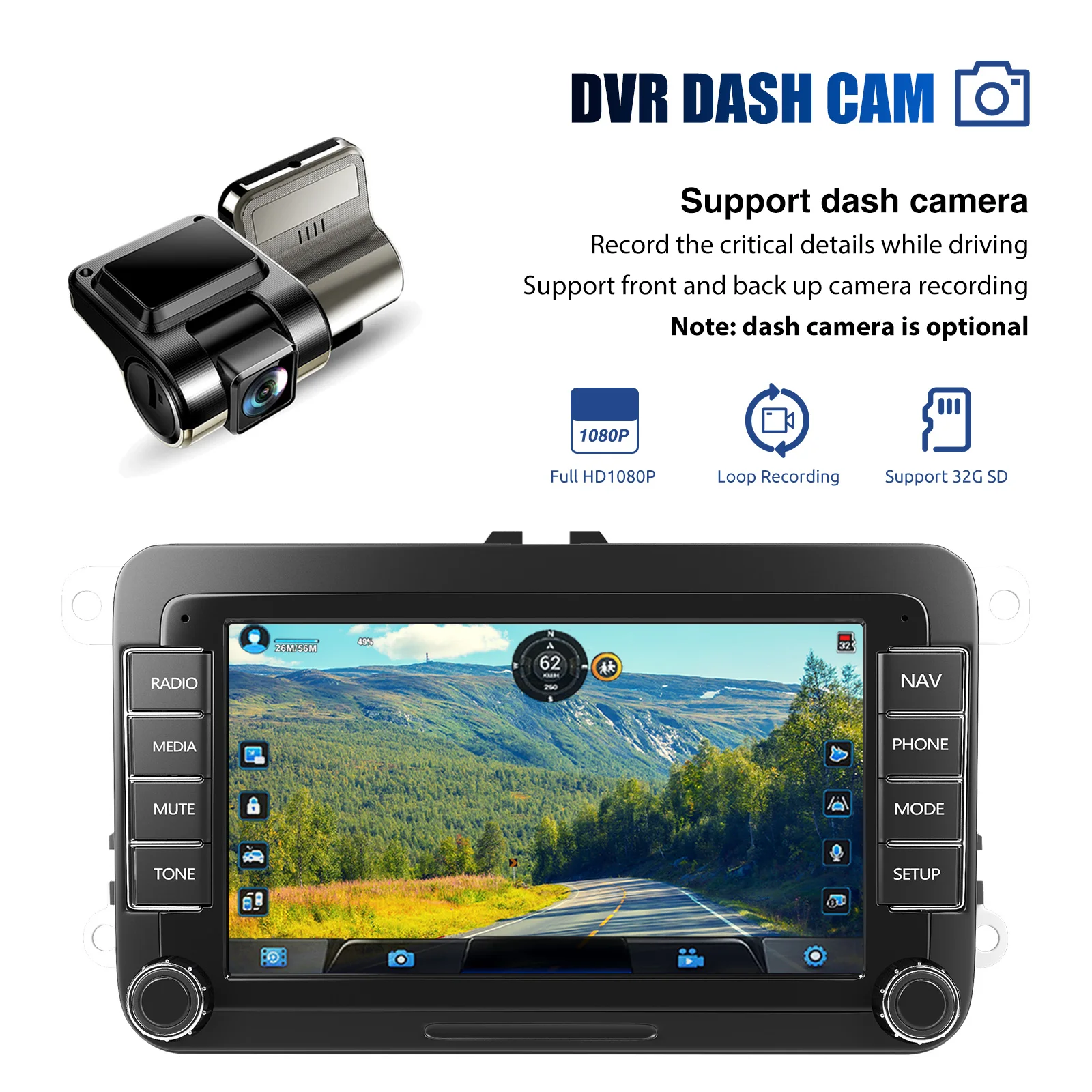 7-Zoll Android 14 64GB für VW Golf 5 6 Passat Polo 6R Touran Tiguan Caddy EOS Jetta Seat Skoda Carplay Autoradio GPS NAV RDS FM BT SWC – Detail 17