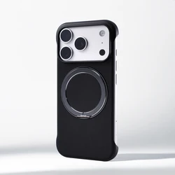Sleek Magnetic Stand Phone Case with Wireless Charging Cover - iPhone 15 (WBSP ZJ Black)
