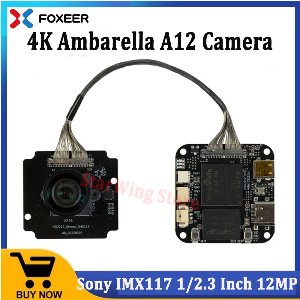 

Foxeer 4K Ambarella A12 Camera UAV PWM Remote Control WiFi Distortionless Lens TV Out Micro HDMI Herelink 4K Action Camera FPV