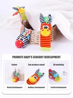 Hochet de poignet pour bébé de 0 à 12 mois, chaussettes, jouets pour fille et garçon, développement éducatif précoce, cadeaux sensoriels mignons pour tout-petits, 4 pièces/ensemble 3