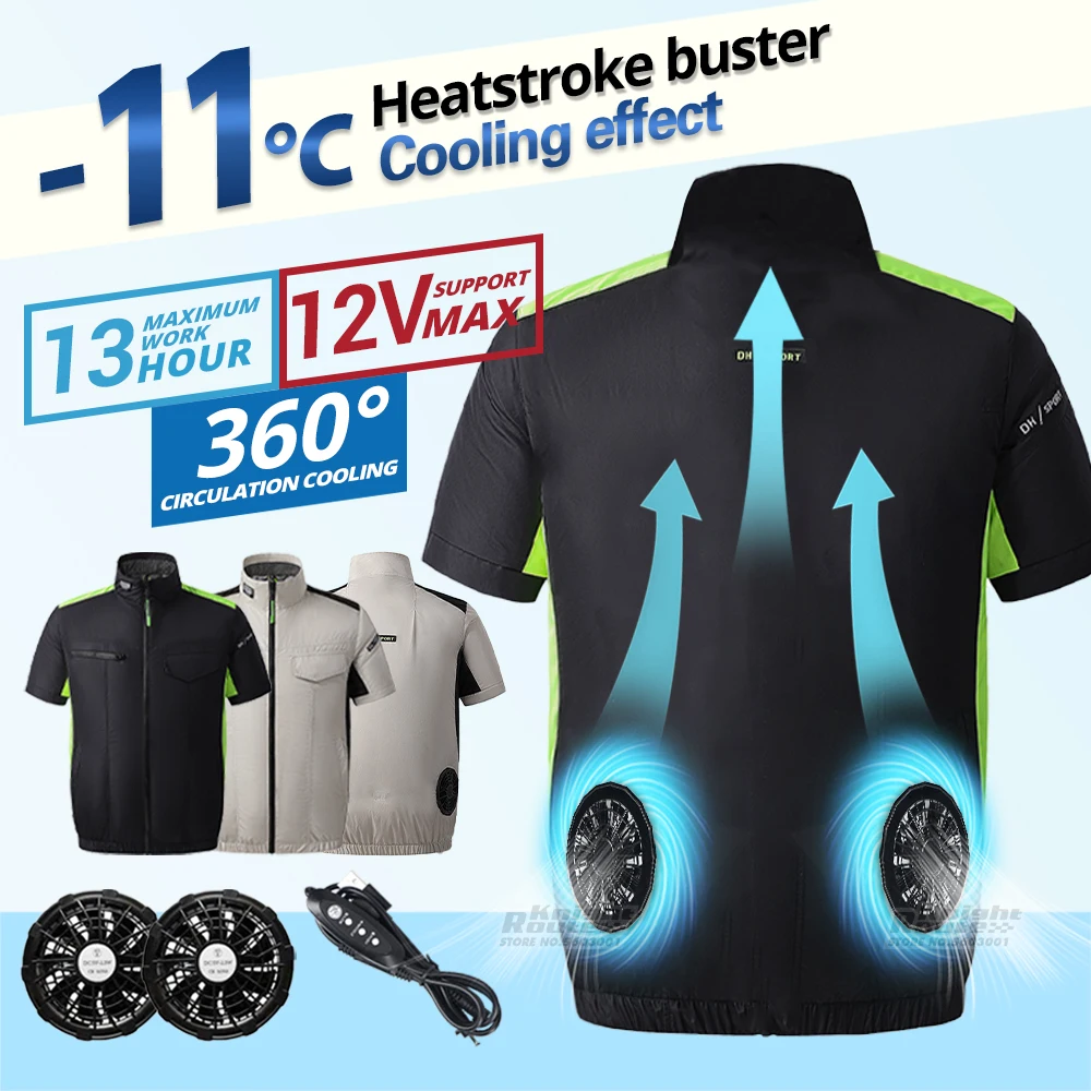 

2022 Men's Ice Fan Vest Air Conditioning Clothes Cool Vest Sport USB Charging Cooling Vest Camping Fishing