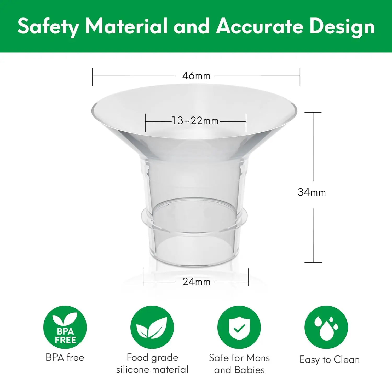 Flange Inserts 13/15/17/18/19/20/21mm Compatible with Momcozy/XIMYRA/YOUHA Etc 24mm Wearable Breast Pump 24mm Shield/Flange 6