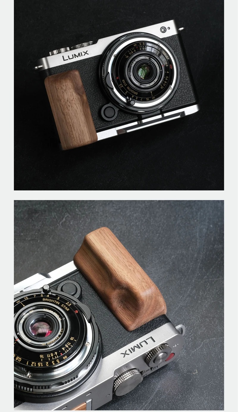 Roadfisher 카메라 우드 핸드 그립 핸들 알루미늄 합금 베이스 홀더 파나소닉 S9용 L 모양 퀵 릴리스 보드