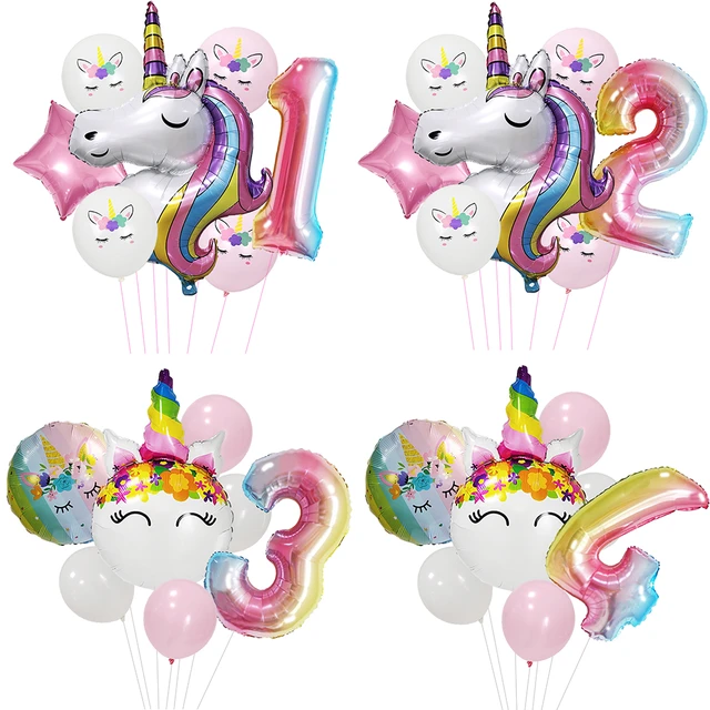 Unicorn Birthday Party Decorations Kids  Rainbow Unicorn Birthday  Decorations - Ballons & Accessories - Aliexpress