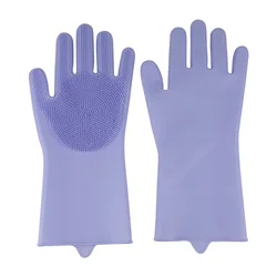 Enhanced Silicone Cleaning Gloves for Multipurpose Household Use (Light purple)