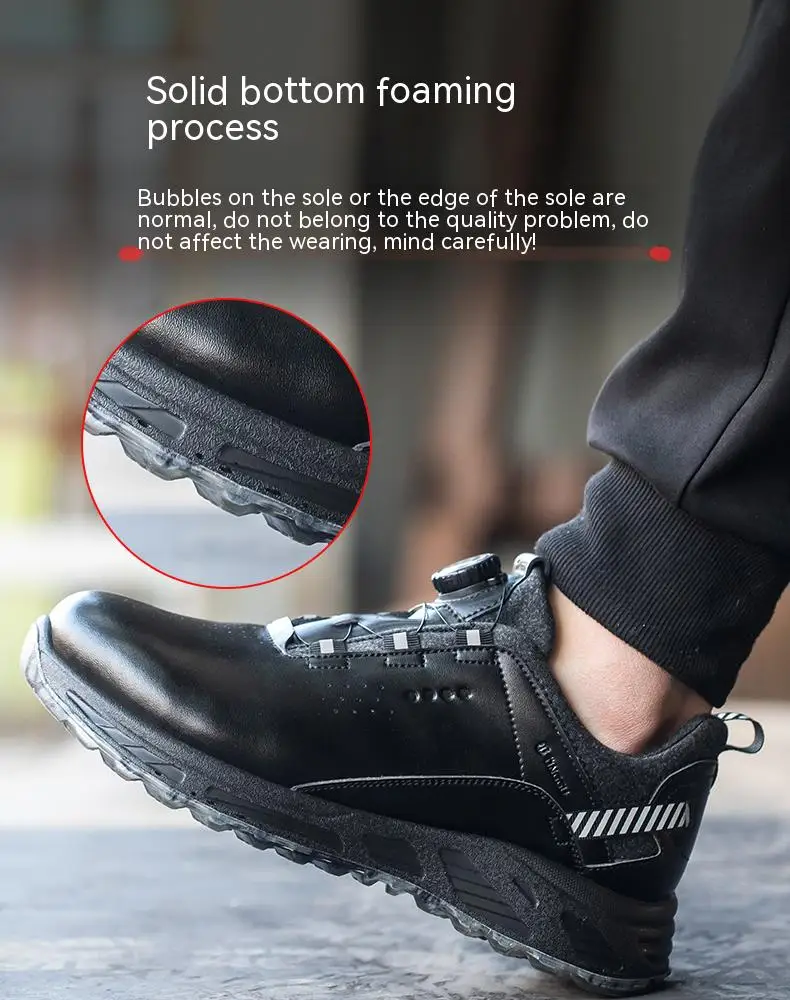 Men Safety Shoes Lightweight Puncture Proof Work Boots Steel Toe Boots Indestructible Sneakers Leather Waterproof Shoes Male