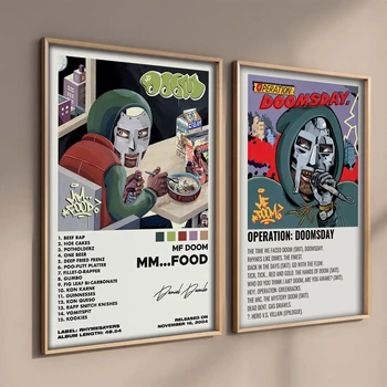 유명한 미국 힙합 가수 Mf Doom 포스터 음악 앨범 커버 캔버스 페인팅 인쇄 그림, 방 만화 예술 홈 벽 장식