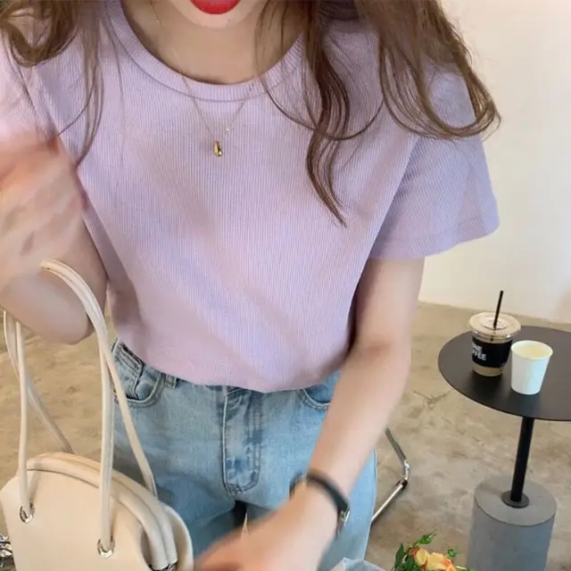 유럽 스타일의 독특하고 세련된 스레드 짧은 소매 티셔츠