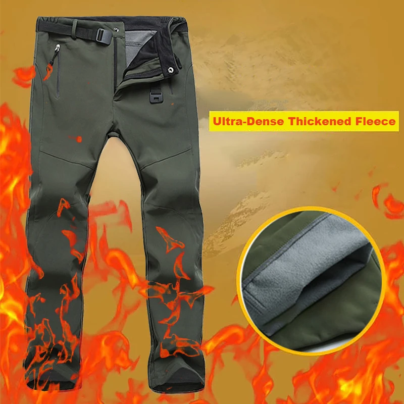 Hiking Pants Fleece Pants LNGXO Fleece Women's Pants Winter Warm Waterproof Outdoor Soft Shell Pants Camping Trekking Skiing Mountaineering Rain Trousers