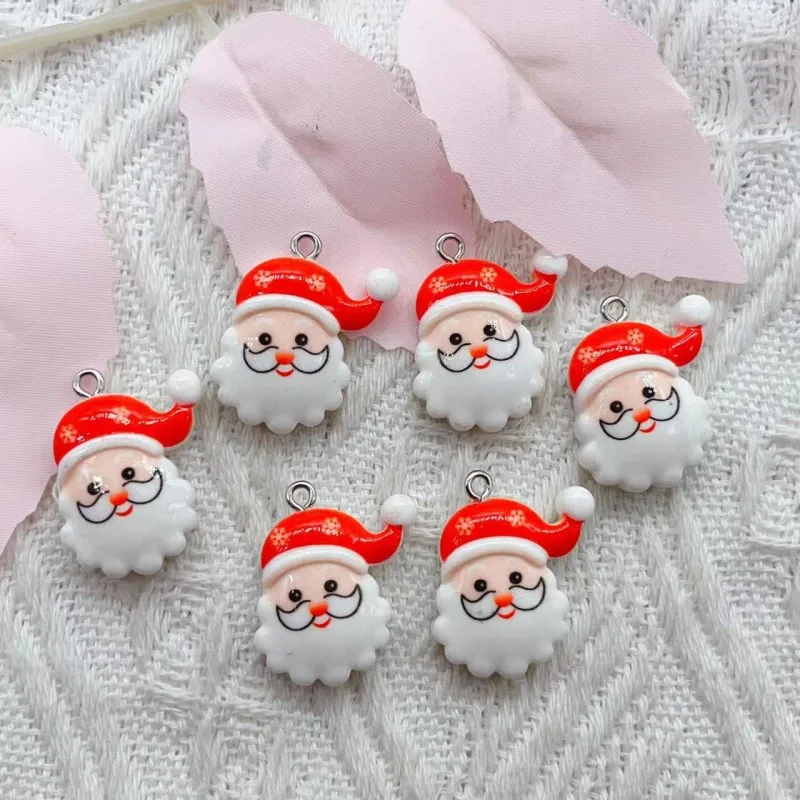 

10pcs Resin enamel Father Christmas Charm for Jewelry Making Earring Pendant Necklace Bracelet Accessories Diy Craft Supplies