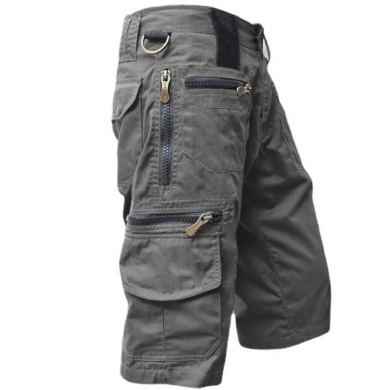 Workwear Shorts Men's Multiple Pockets Medium Shorts Summer Thin Loose Cropped Pants