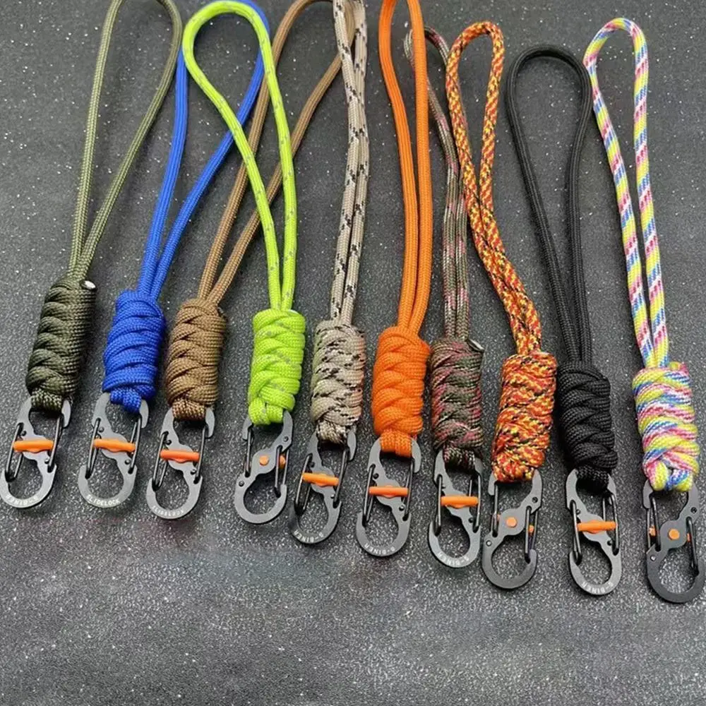 New 10 Styles High Strength Emergency Survival Backpack Paracord Keychain Key Ring Parachute Cord Lanyard 8-Word Buckle 2