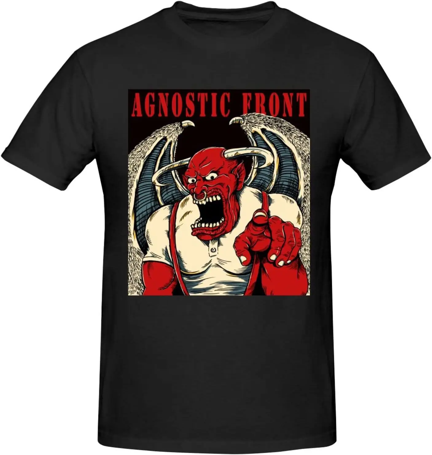 

Agnostic Front Shirt Men's Cotton Short Sleeve T-Shirt Classic Crew Neck Casual Top Black