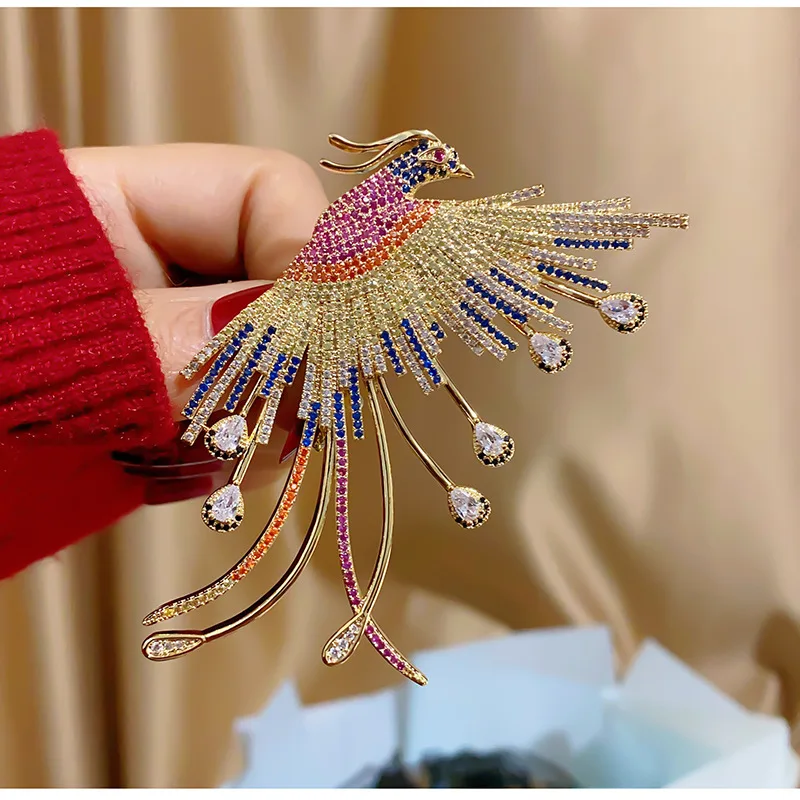 

High-end Phoenix Temperament Brooches for Women Luxury Designer Corsage Sweater Decorative Pin Accessories broche femme bijoux