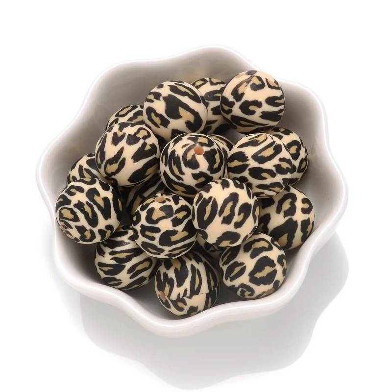 thumbnail image 1 of 10 cuentas de silicona con estampado de leopardo de 15 mm, sueltas, redondas y espaciadas, para mordedor de bebé, accesorio para cadena de chupete, fabricación de joyas DIY, 1 of 5