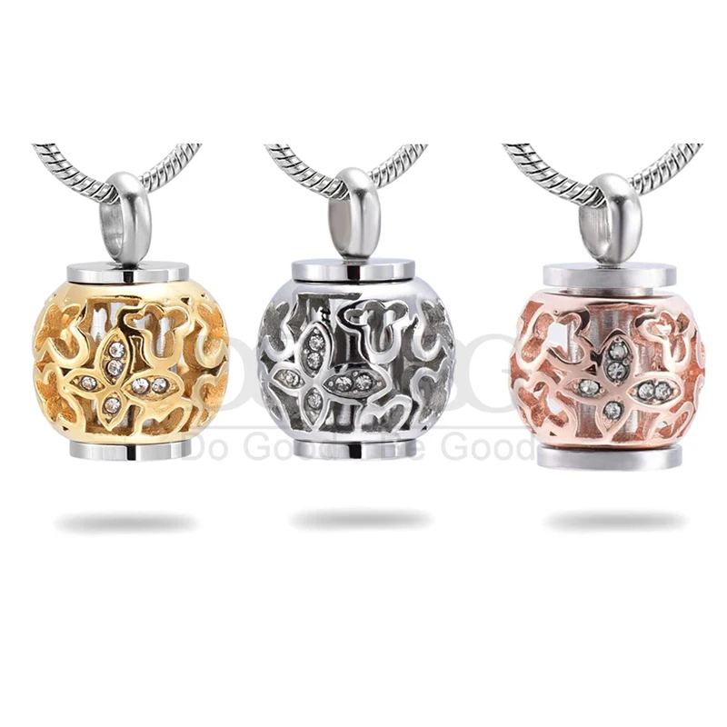 Hollow Butterfly Memorial Necklace-Crystal Urn Cremation Jewelry for Pet Ashes, Forever in My Heart Keepsake Pendant Gift