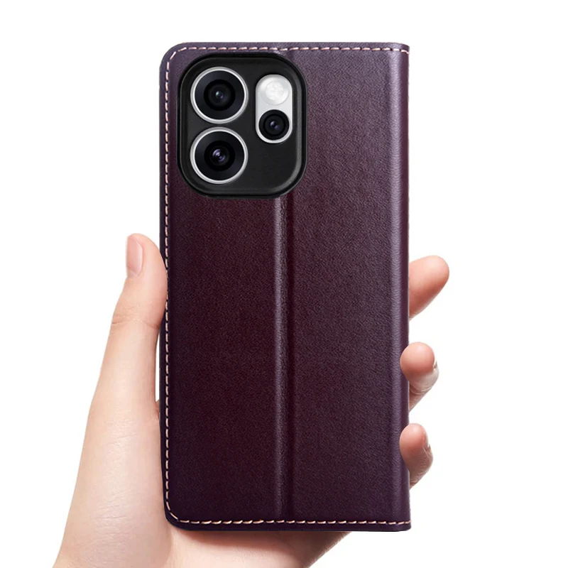 Luxurious Napa Texture Genuine Leather Flip Case with Card Pocket Wallet