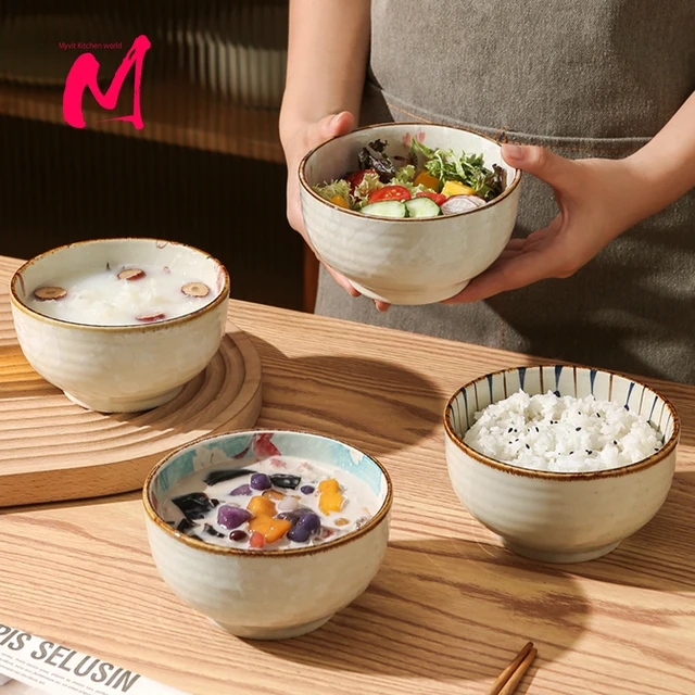 Versatile and Stylish: 1-4pcs Japanese Ceramic Rice Bowl Set