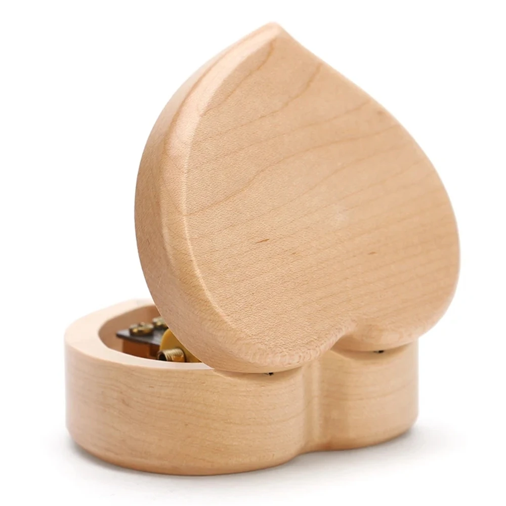Music box Wooden heart shaped music box maple wood 18 tones clockwork musical box Swan Lake Summer Moving Castle birthday gifts for lovers