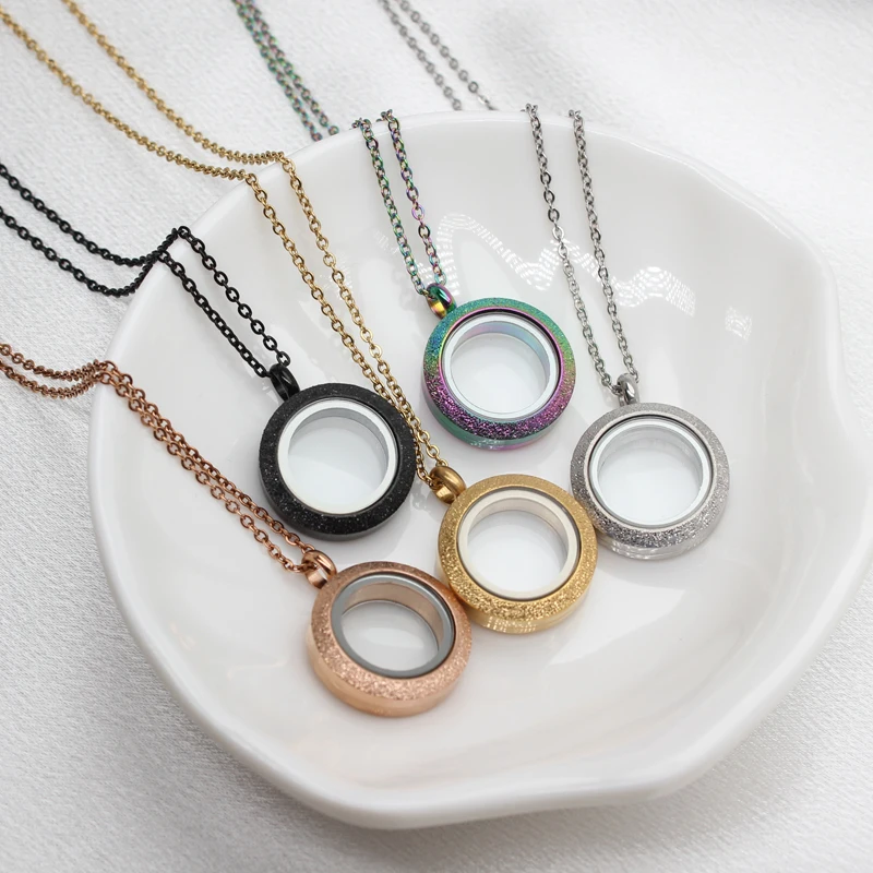 20mm Frosted Twist Screw Floating Glass Memory Locket Frosting