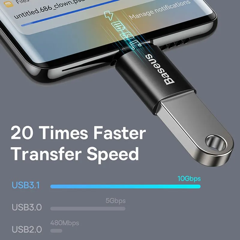 Baseus USB OTG 데이터 전송 어댑터, C타입 암-USB 수 변환기, 고속 충전 어댑터, 노트북, 맥북, 삼성용