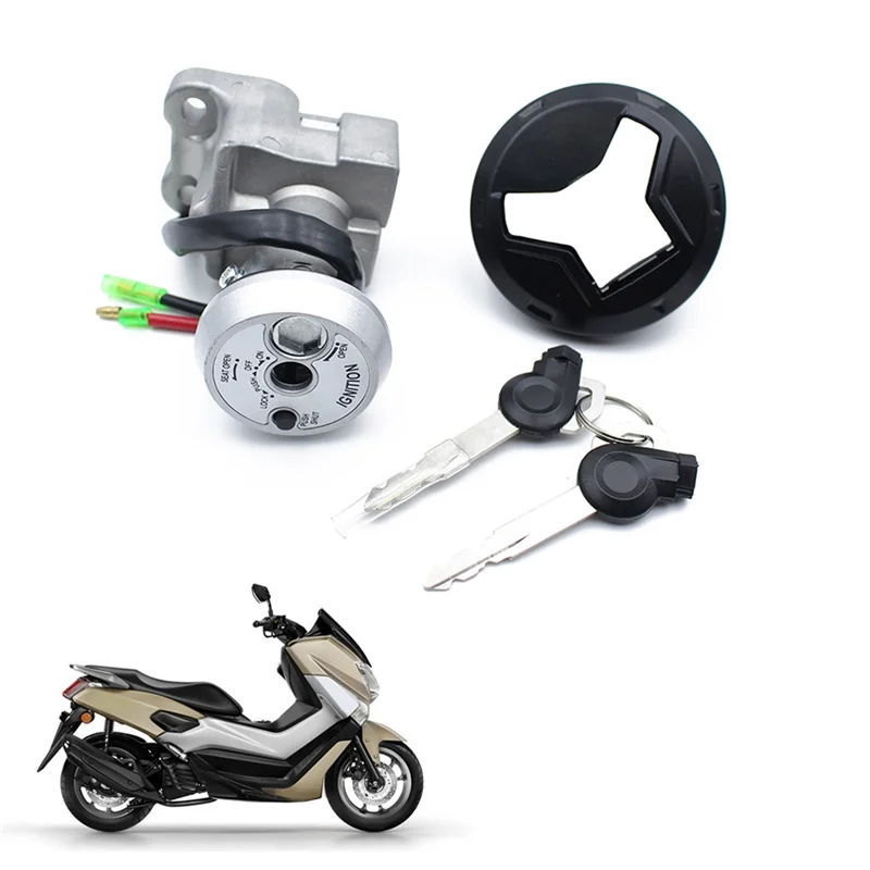 Motorcycle Ignition Switch Lock Fuel Petrol Tank Gas Cap for Yamaha NMAX 155 2015- Gas Cover with Key