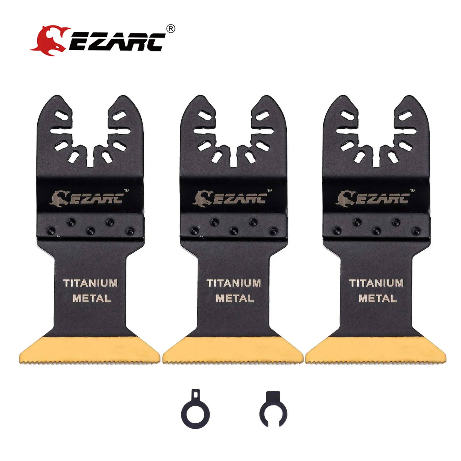 EZARC 3Pcs Titanium Oscillating Multitool Blade Oscillating Multi-Tools Accessories for Wood, Hard Material and Metal Cutting
