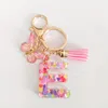 26 Letter Keychain Pink Glitter Resin Butterfly Tassel Decoration Car Key DIY Keychain Pendant Keychain Kawaii Lanyard  Love 5