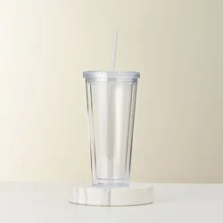 Transparent Minimalist Reusable Water Cup with Straw (Transparent color)