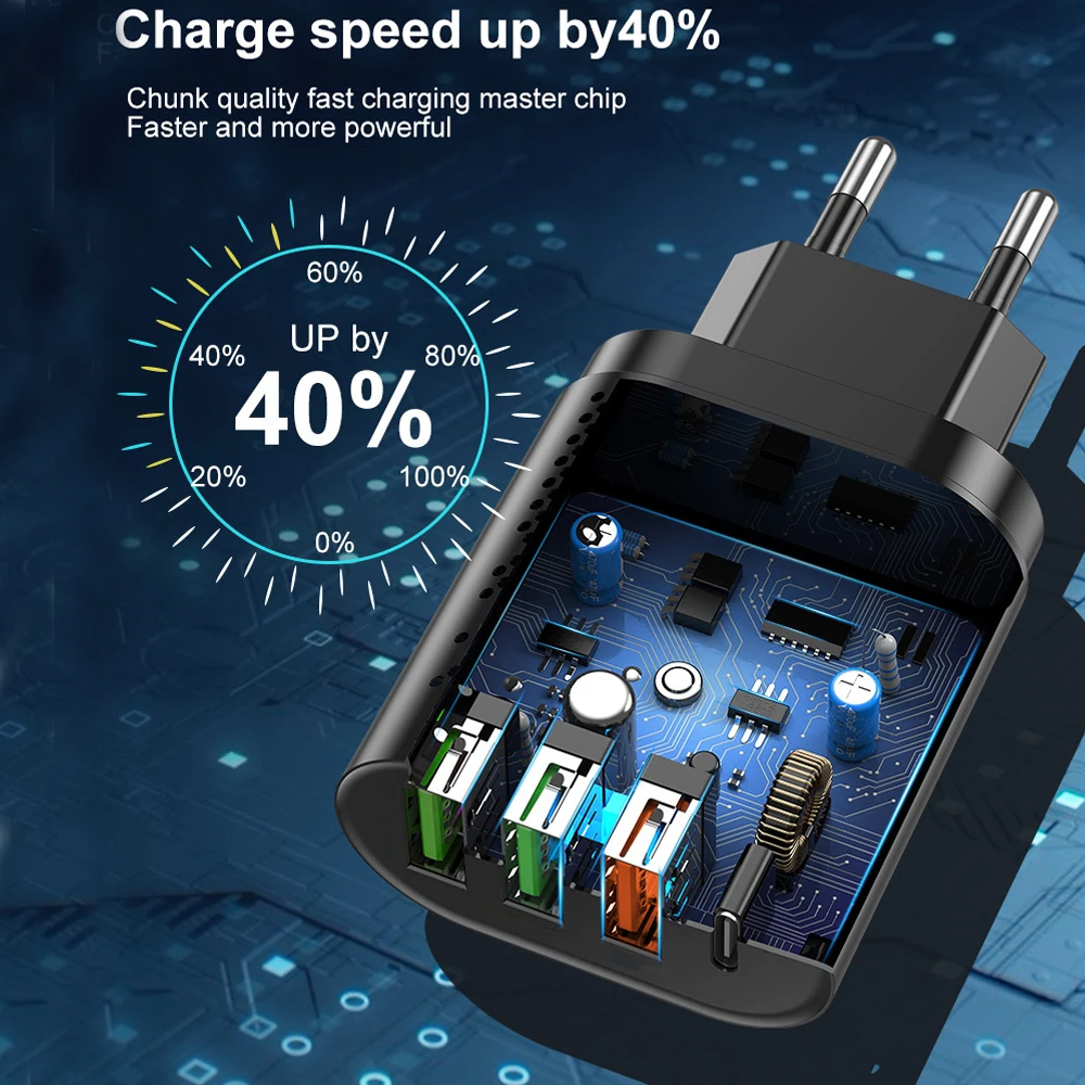 USLION Quick Charger USB Type C Fast Charging Charge 20W QC3.0 PD3.0 EU US KR UK AU Charger Adaper For Iphone 15 Laptop Charger