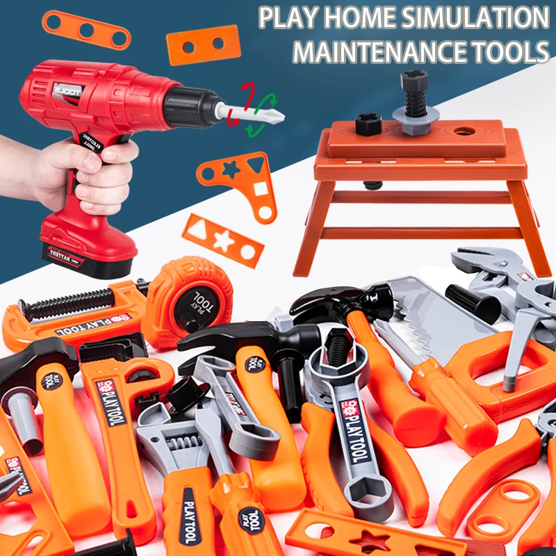 Home repair toys simulated maintenance tools electric drills screws clothing sets
