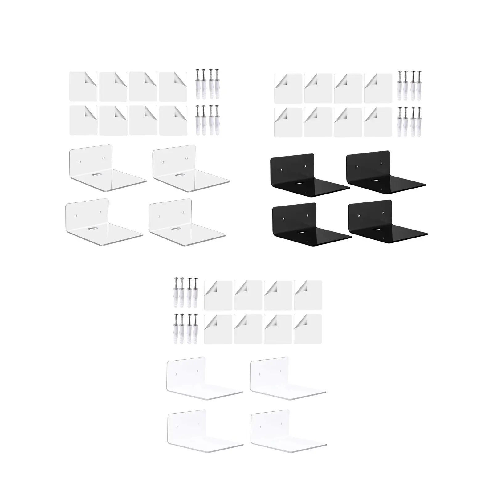 

4x Wall Mounted Shelves Small Floating Shelves Wall Decoration TV Top Box Wall Install Shelves for Bedroom