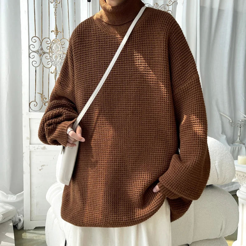 

Hybskr Streetwear Solid Color Vintage Men Sweaters Autumn Winter 5XL Male Turtleneck Knitted Pullovers Oversized Unisex Tops