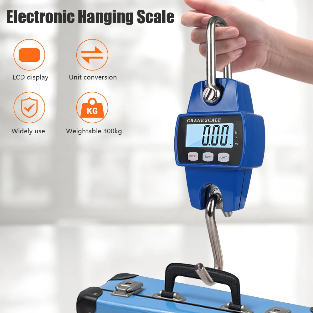 

Heavy Duty Hanging Hook Scales Weight 300kg Stainless Steel Portable Crane Scale Electronic Digital