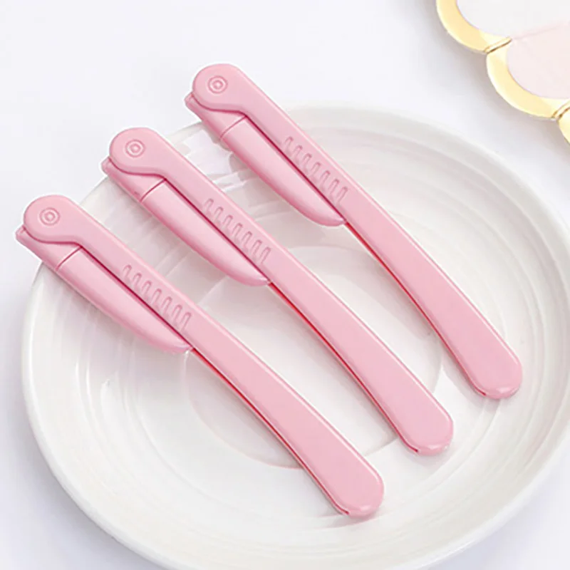 3Pcs/Set Facial Eyebrow Trimmer Kit Makeup Tools Portable Folding Eyebrow Razor Women Girls Hair Remover Blades Shaver