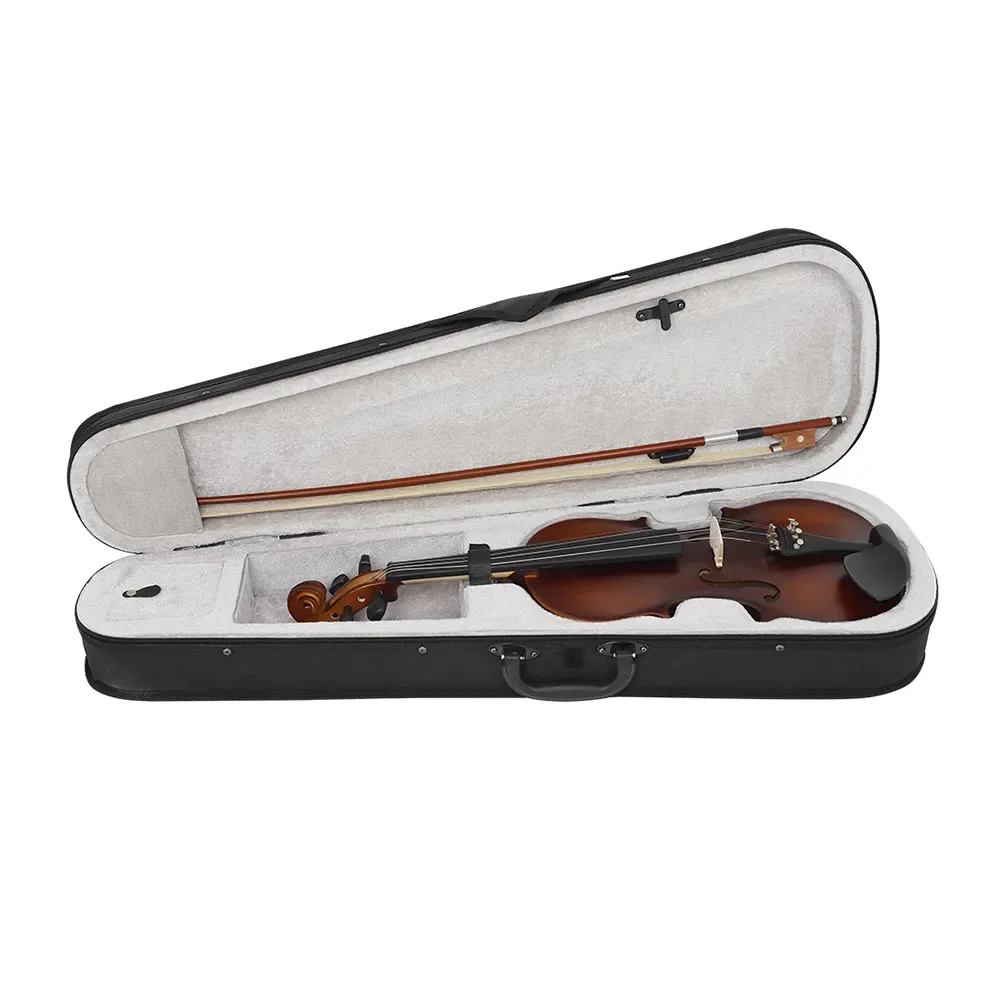 4/4 Retro Matte Finish Solid Wood Natural Acoustic Violin with Optional String Instrument Set - Original Design